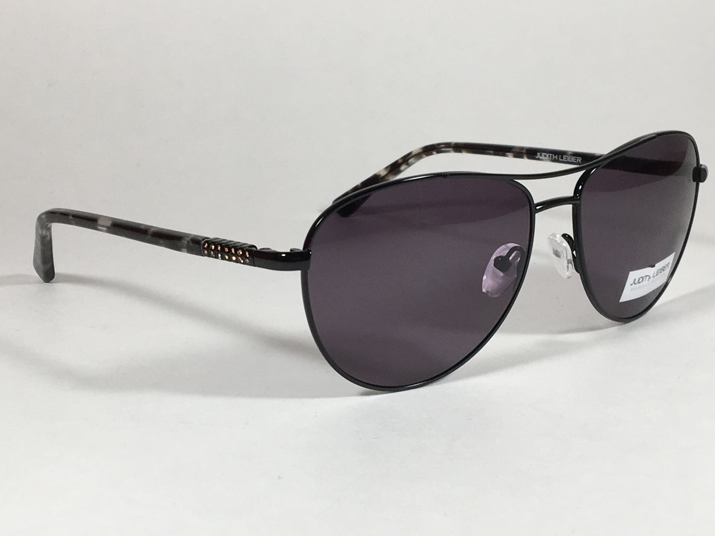 Judith Leiber Handmade Aviator Pilot Sunglasses Black Marble Gray Jl5011 01 - Sunglasses