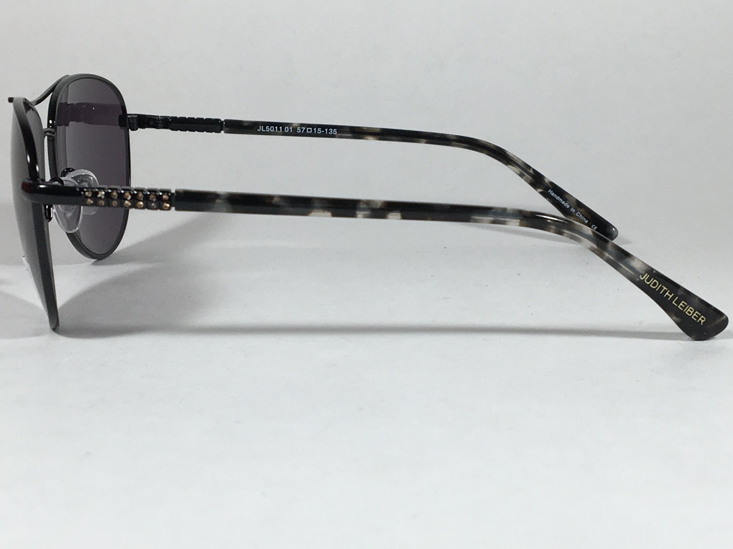 Judith Leiber Handmade Aviator Pilot Sunglasses Black Marble Gray Jl5011 01 - Sunglasses