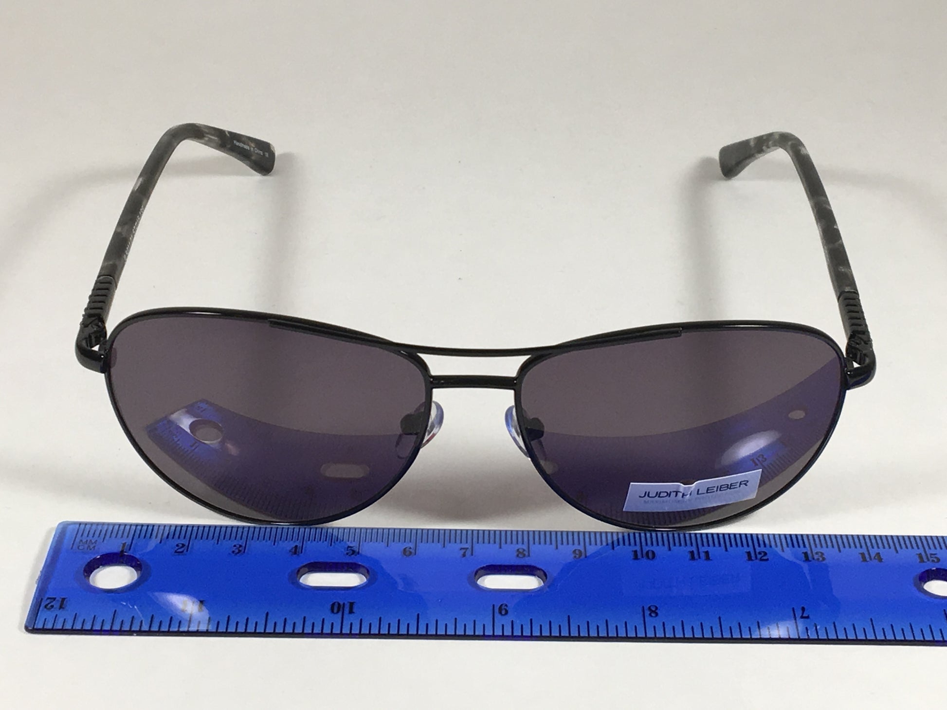 Judith Leiber Handmade Aviator Pilot Sunglasses Black Marble Gray Jl5011 01 - Sunglasses