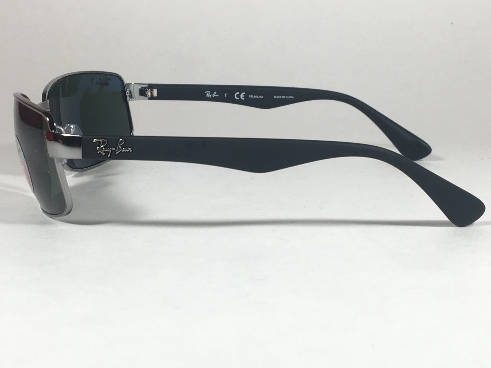 Ray-Ban Polarized Rectangle Sunglasses Gunmetal Matte Black Frame Gray Green Lens RB3478 004/58 - Sunglasses