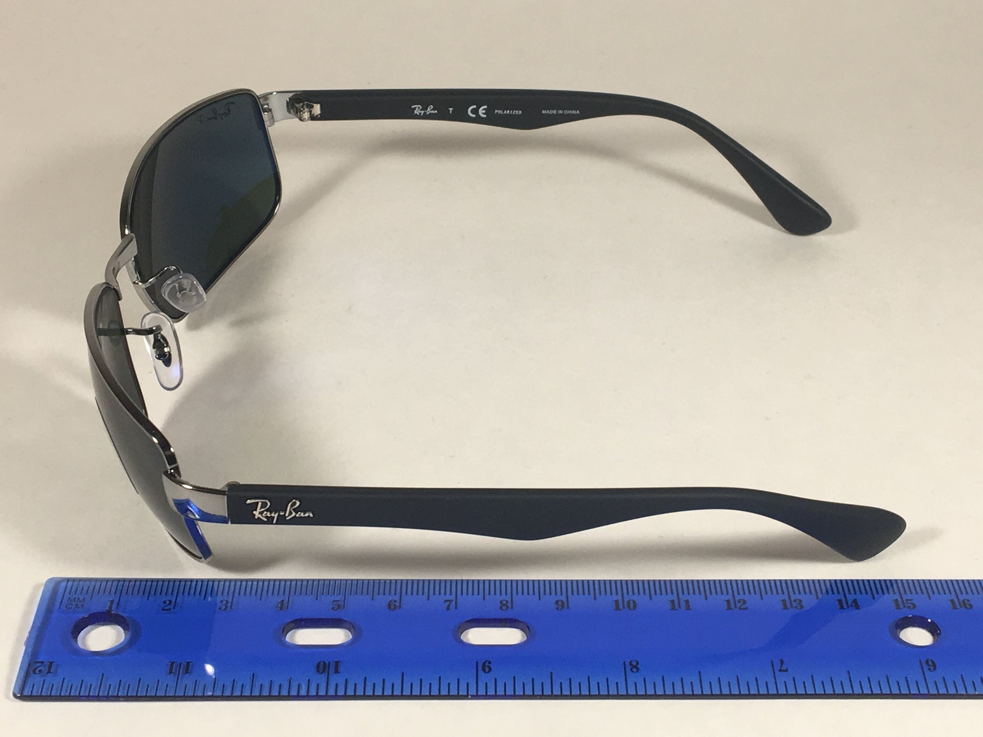 Ray-Ban Polarized Rectangle Sunglasses Gunmetal Matte Black Frame Gray Green Lens RB3478 004/58 - Sunglasses