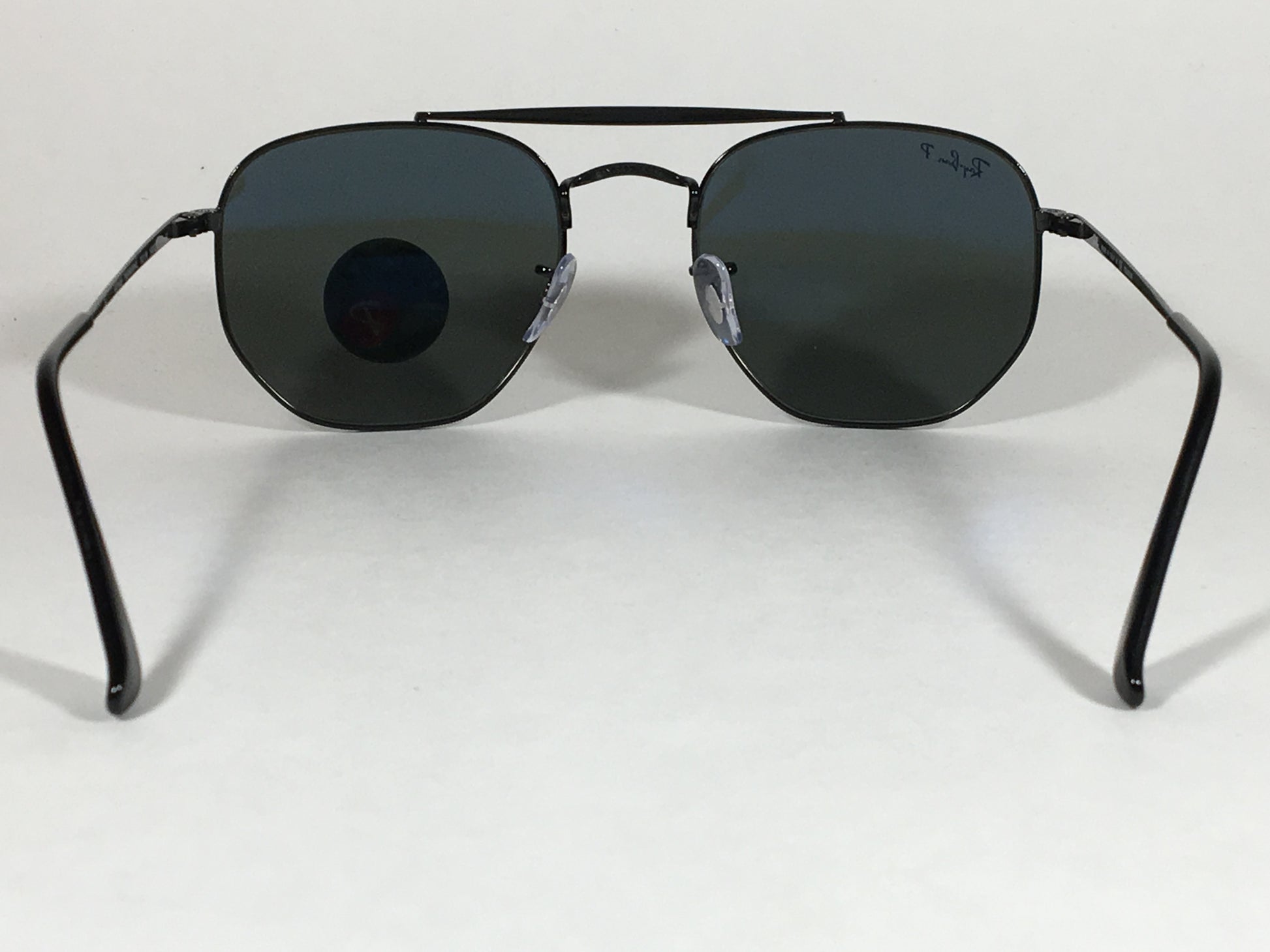 Ray-Ban Polarized The Marshal Hexagon Pilot Sunglasses Black Green Lens Rb3648 002 58 - Sunglasses