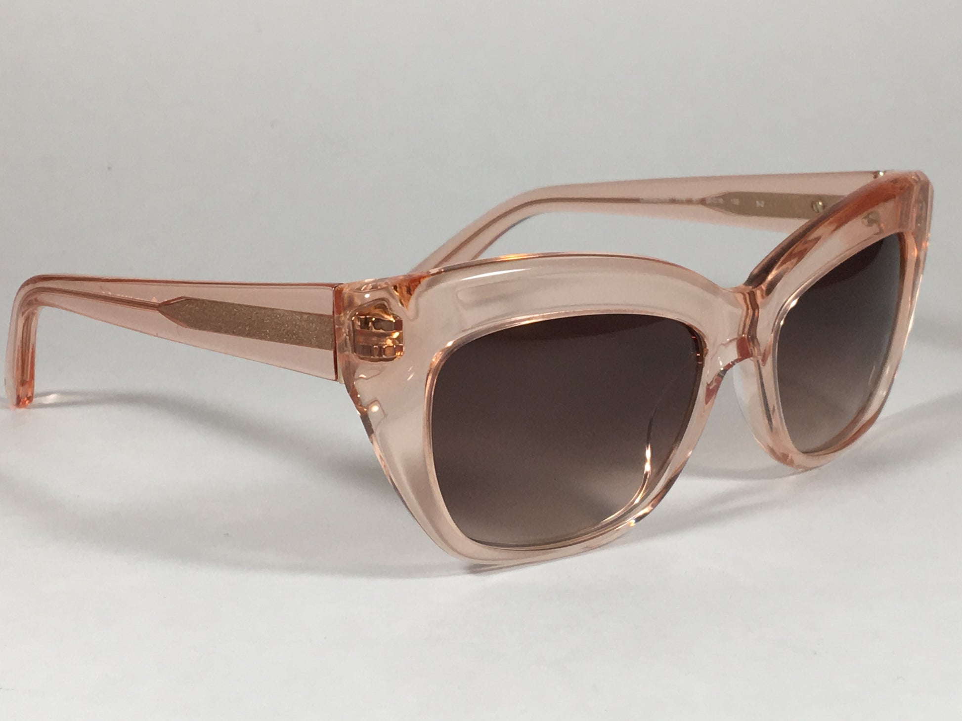 Kate Spade Cat Eye Sunglasses Clear Pink Crystal Flamingo Frame Brown Gradient Lens CRIMSON/S FP6 B1 - Sunglasses