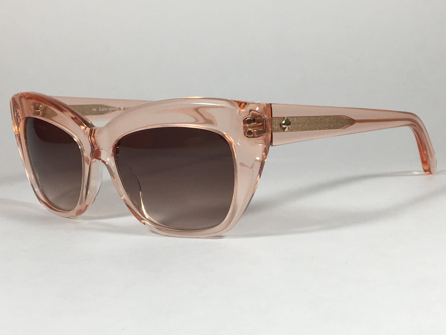 Kate Spade Cat Eye Sunglasses Clear Pink Crystal Flamingo Frame Brown Gradient Lens CRIMSON/S FP6 B1 - Sunglasses