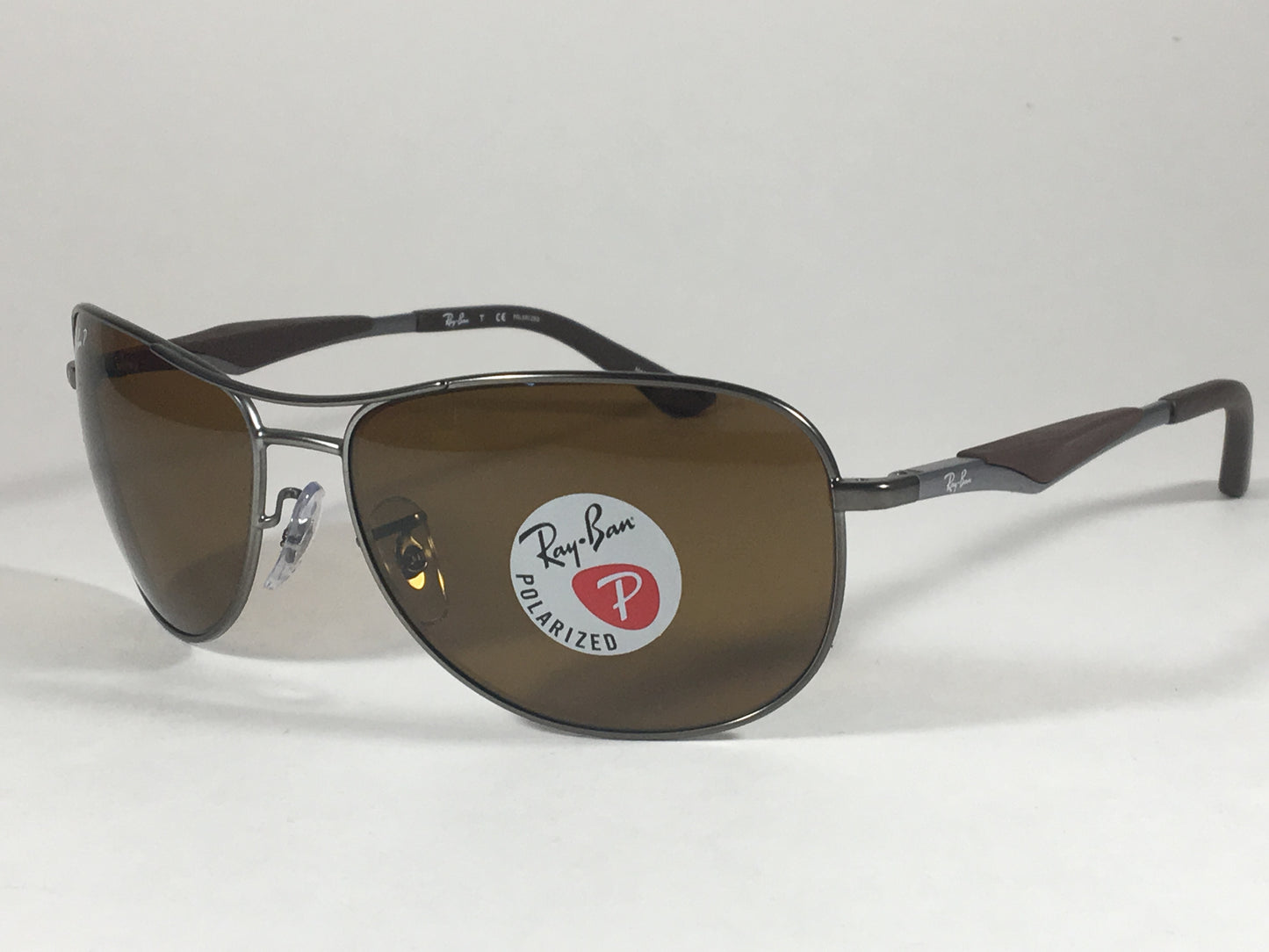 Ray-Ban Polarized Aviator Pilot Sunglasses Gray Black Brown Frame Brown Lens Rb3519 029/83 - Sunglasses