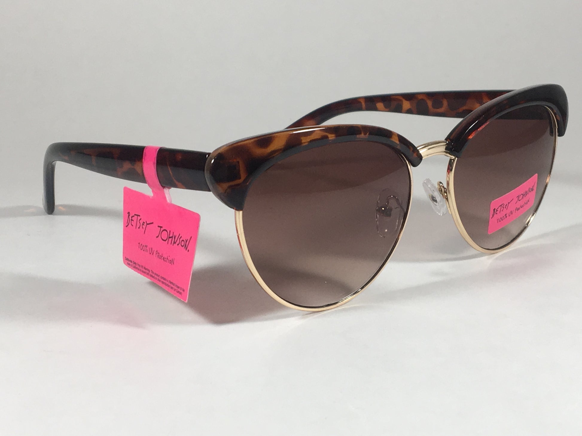 Betsey Johnson Catty Club Sunglasses Gold Brown Tortoise Gradient Cat Eye - Sunglasses