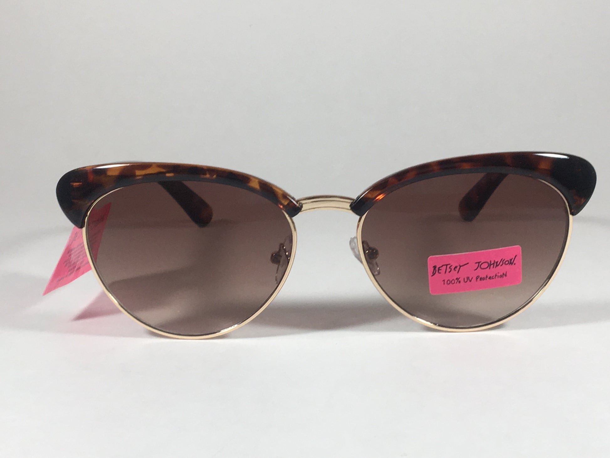 Betsey Johnson Catty Club Sunglasses Gold Brown Tortoise Gradient Cat Eye - Sunglasses