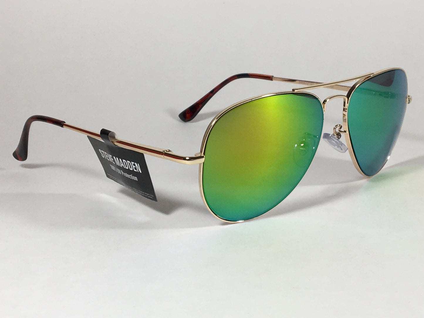 Steve Madden Aviator Sunglasses Gold Frame Green Pink Orange Mirror Sm472101 Gldpn - Sunglasses