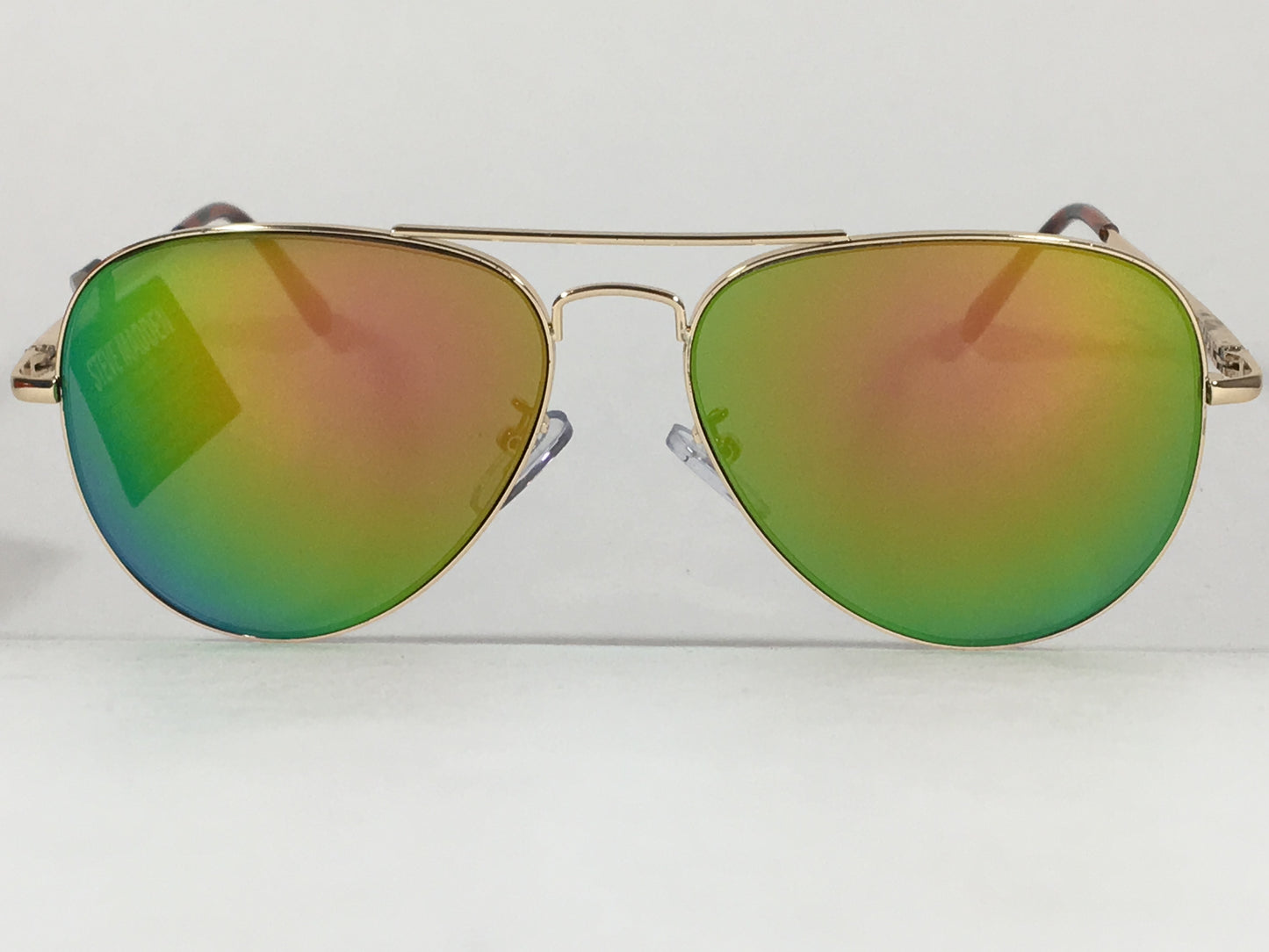 Steve Madden Aviator Sunglasses Gold Frame Green Pink Orange Mirror Sm472101 Gldpn - Sunglasses