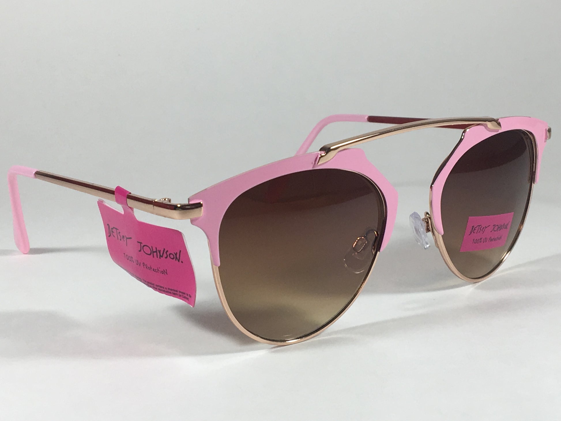 Betsey Johnson Womens Brow Sunglasses Gold Pink Brown Gradient Retro Bj475114 - Sunglasses