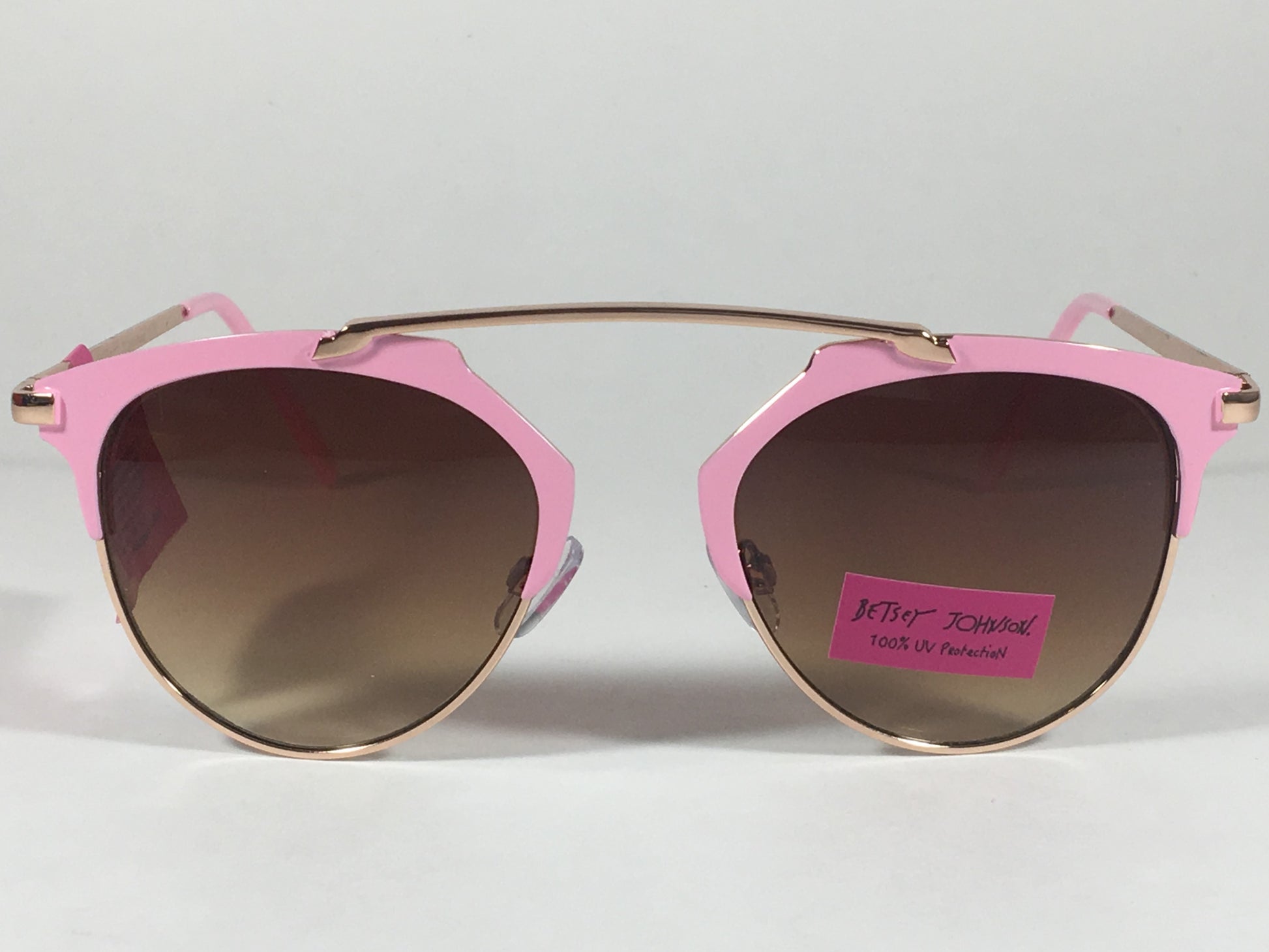 Betsey Johnson Womens Brow Sunglasses Gold Pink Brown Gradient Retro Bj475114 - Sunglasses