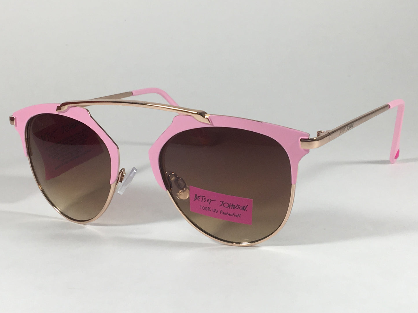 Betsey Johnson Womens Brow Sunglasses Gold Pink Brown Gradient Retro Bj475114 - Sunglasses