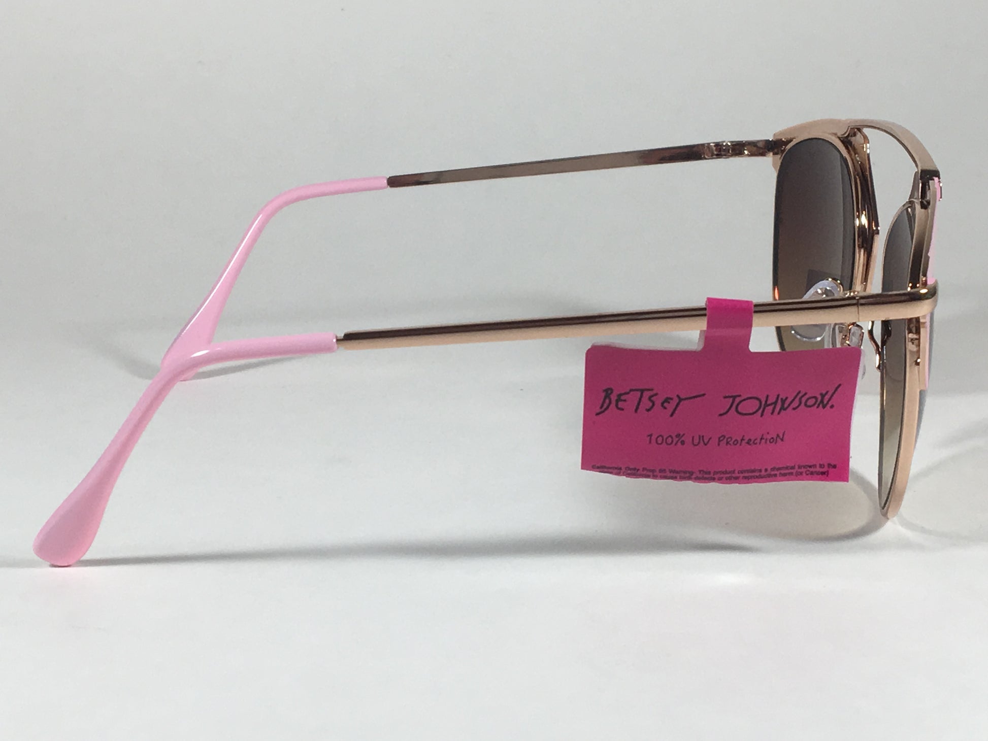 Betsey Johnson Womens Brow Sunglasses Gold Pink Brown Gradient Retro Bj475114 - Sunglasses