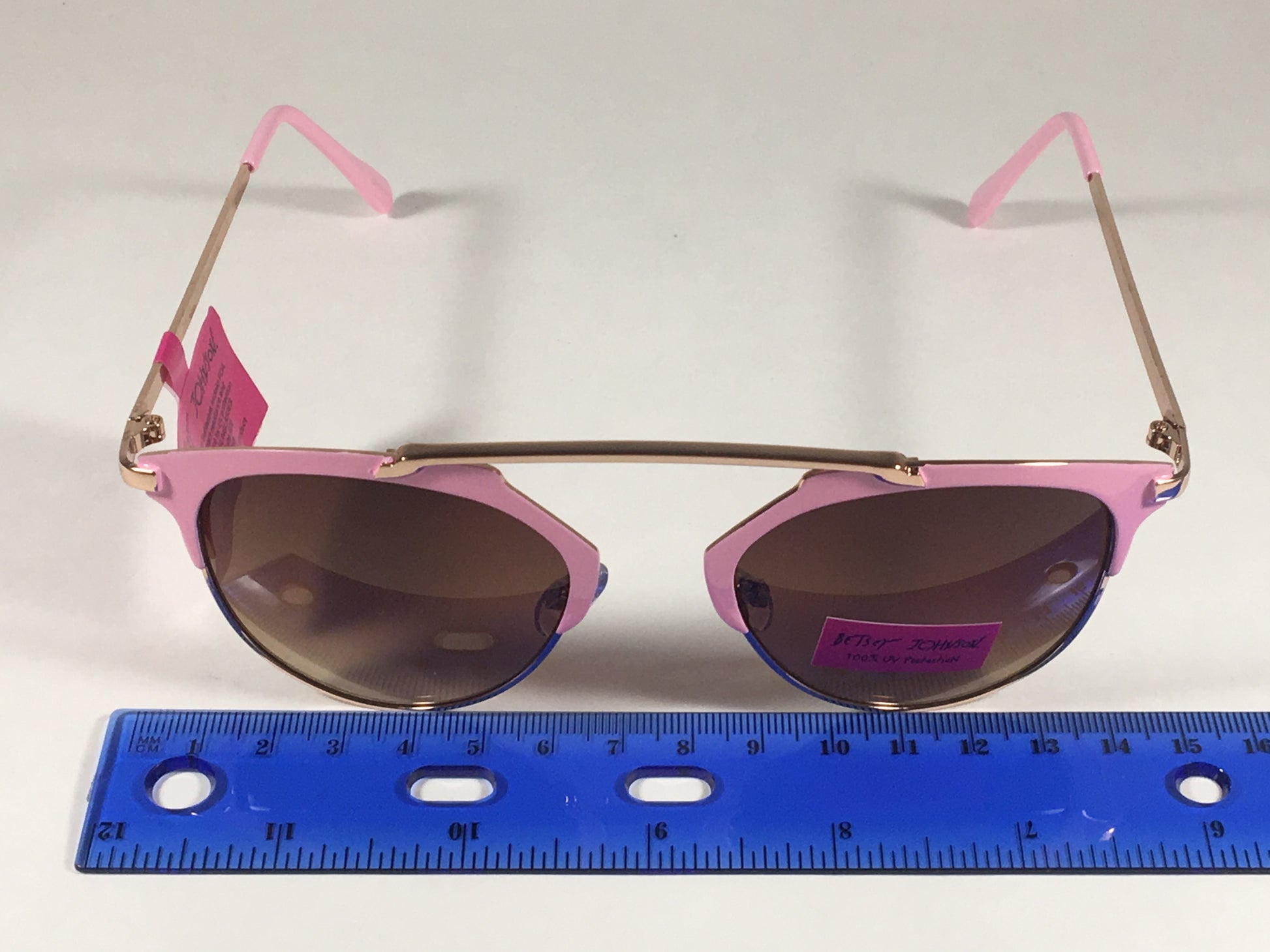 Betsey Johnson Womens Brow Sunglasses Gold Pink Brown Gradient Retro Bj475114 - Sunglasses