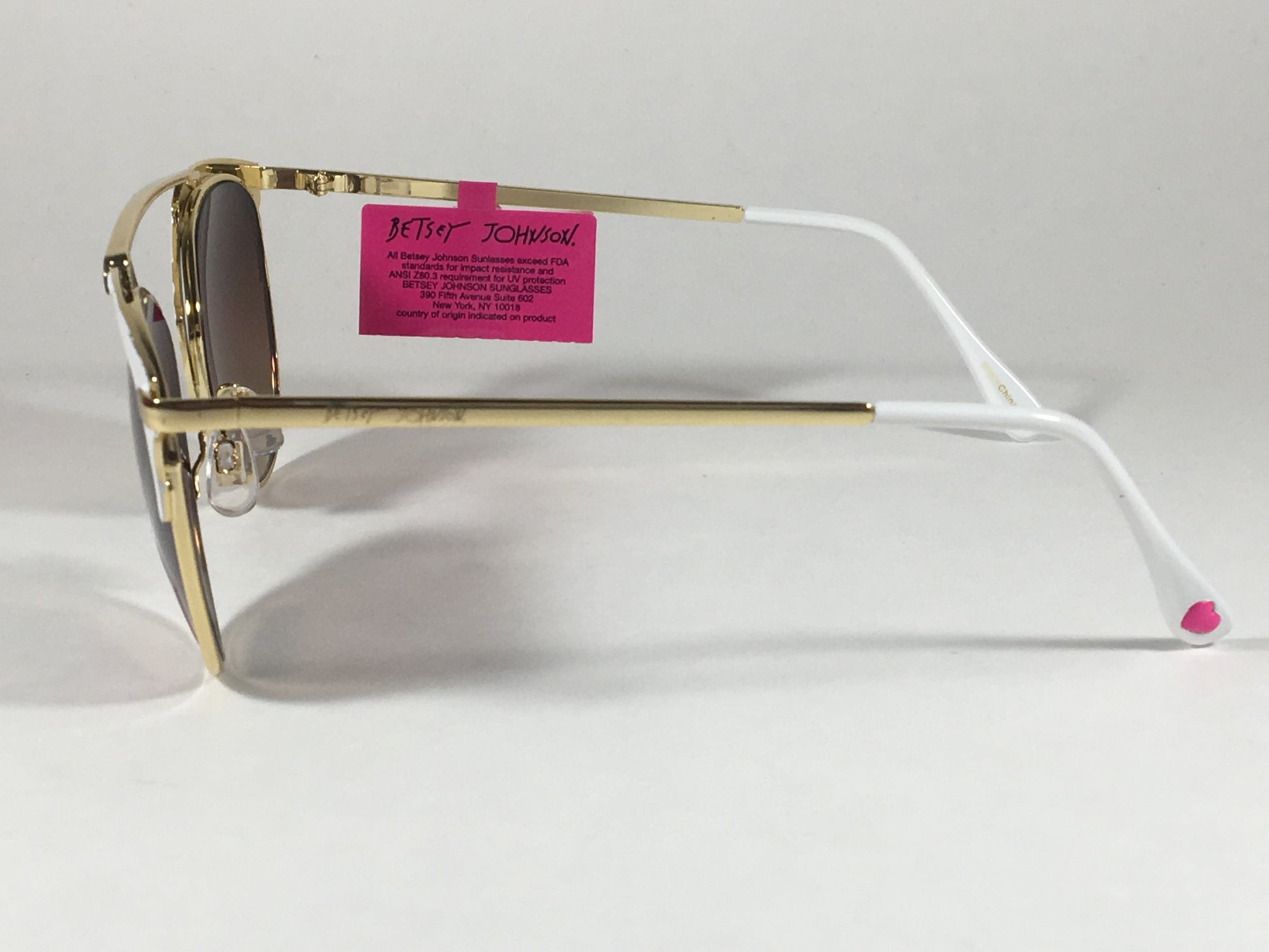 Betsey Johnson Womens Brow Sunglasses Gold White Brown Gradient Retro Bj475114 - Sunglasses