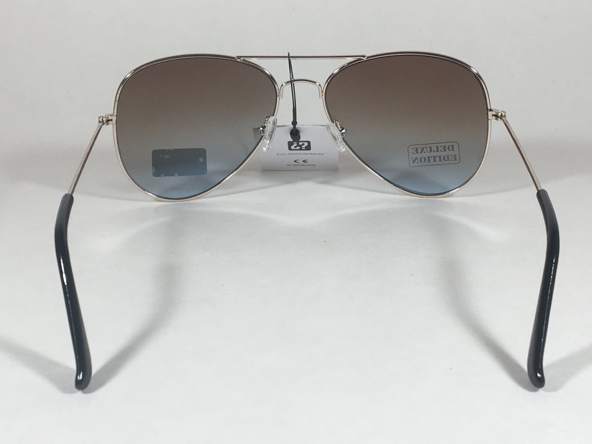 Air Force Top Ace Aviator Sunglasses Copper Gold Wire Metal Brown Blue Gradient - Sunglasses