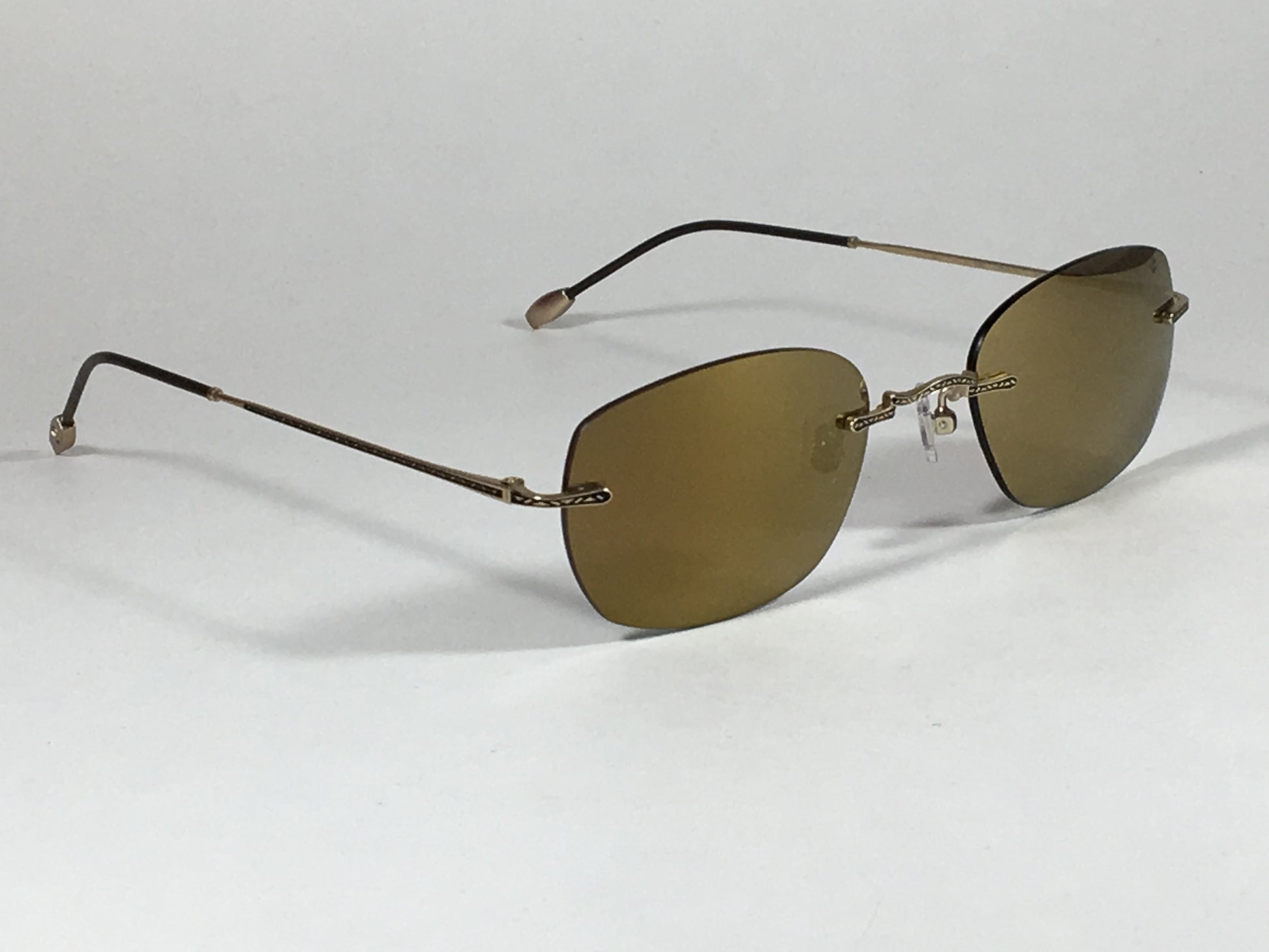 John Varvatos Mens Rimless Sunglasses Jv V793 Artisan Collection Gold Mirror - Sunglasses