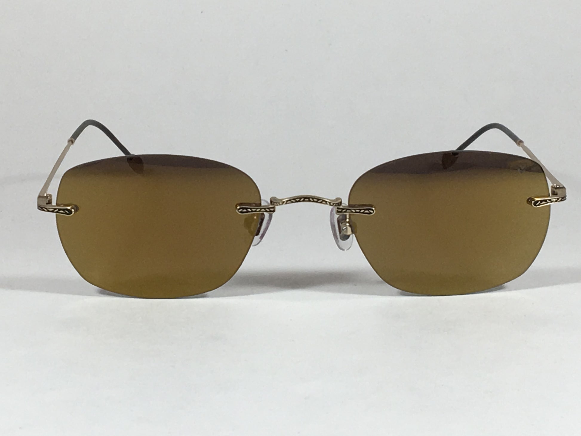 John Varvatos Mens Rimless Sunglasses Jv V793 Artisan Collection Gold Mirror - Sunglasses