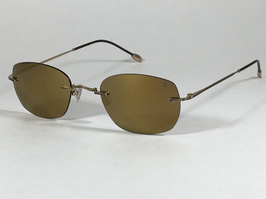 John Varvatos Mens Rimless Sunglasses Jv V793 Artisan Collection Gold Mirror - Sunglasses