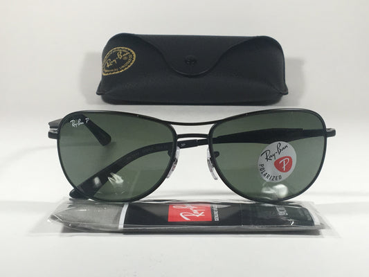 Ray-Ban Polarized Pilot Sunglasses Rb3519 006/9A Aviator Matte Black Frame Green Lens - Sunglasses