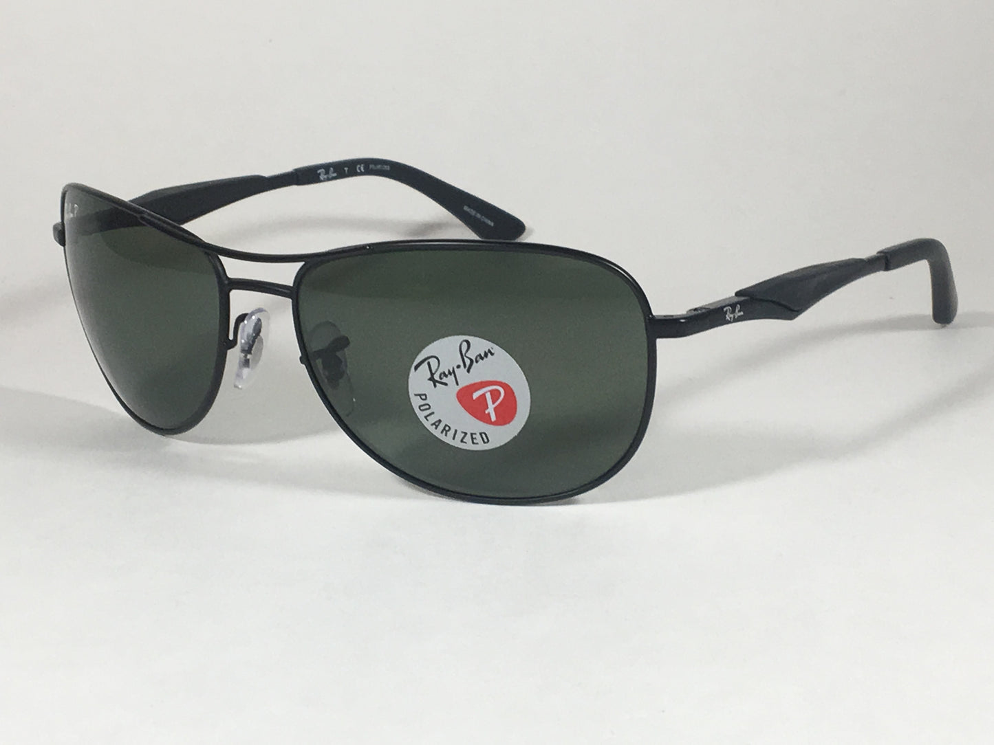 Ray-Ban Polarized Pilot Sunglasses Rb3519 006/9A Aviator Matte Black Frame Green Lens - Sunglasses