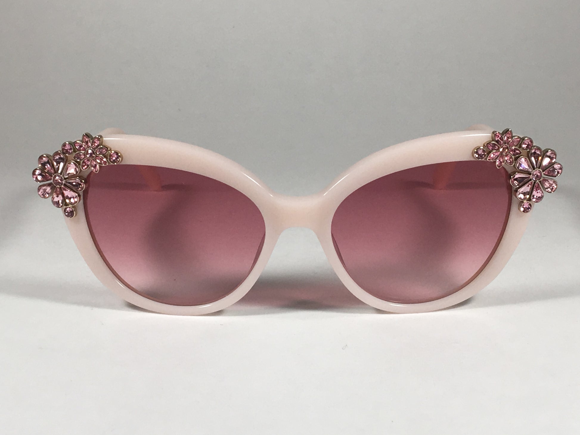 Kate Spade Karyna/s 061O N2 Cat Eye Sunglasses Opal Pink Embedded Crystals Gradient Lens - Sunglasses