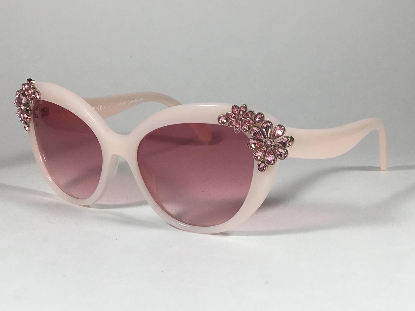 Kate Spade Karyna/s 061O N2 Cat Eye Sunglasses Opal Pink Embedded Crystals Gradient Lens - Sunglasses