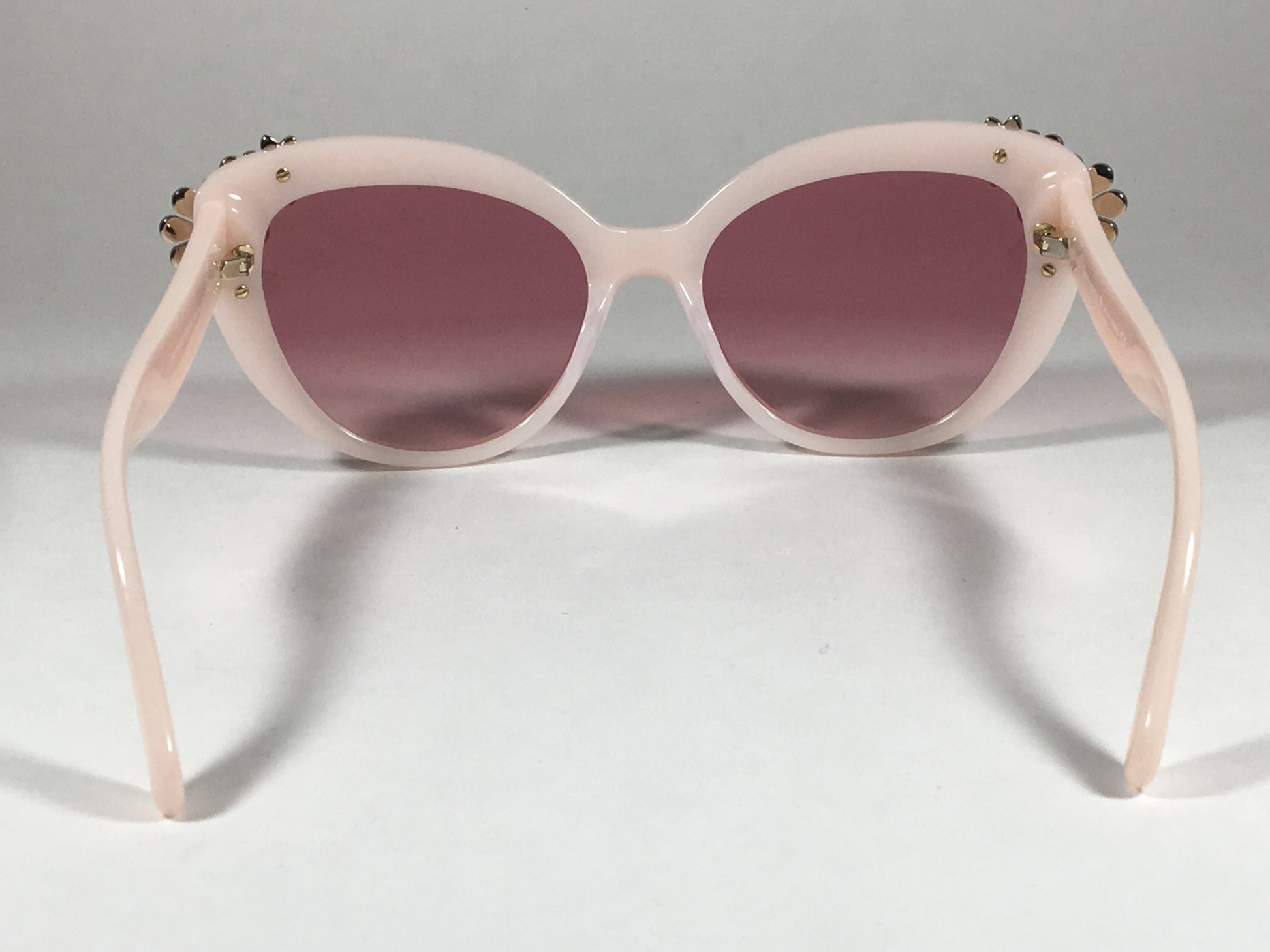 Kate Spade Karyna/s 061O N2 Cat Eye Sunglasses Opal Pink Embedded Crystals Gradient Lens - Sunglasses