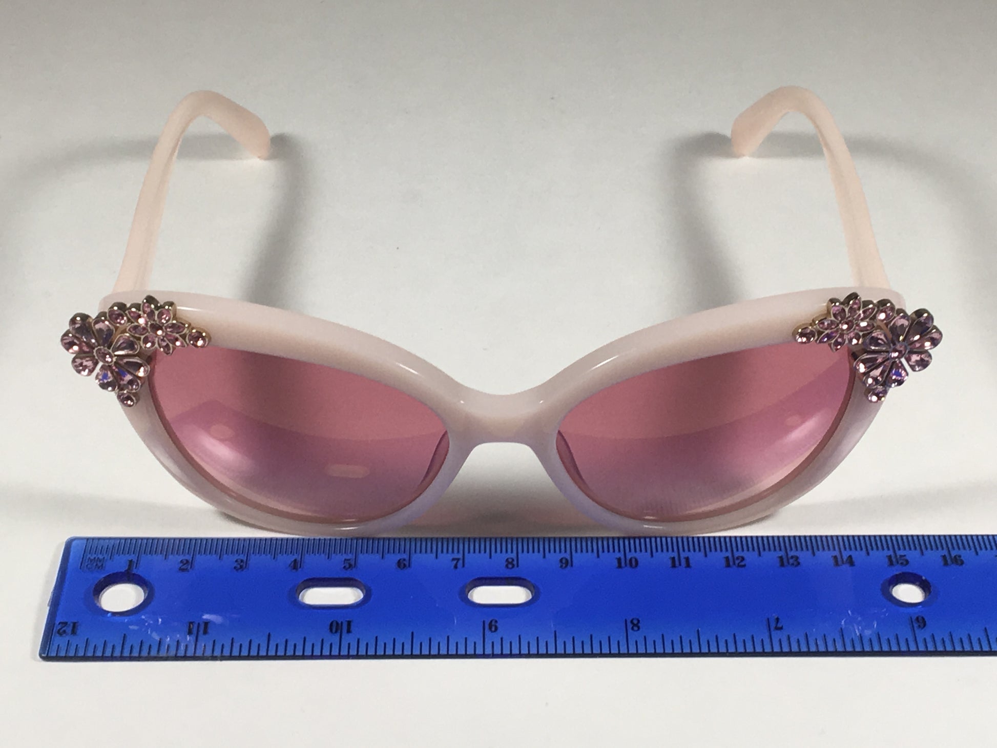 Kate Spade Karyna/s 061O N2 Cat Eye Sunglasses Opal Pink Embedded Crystals Gradient Lens - Sunglasses