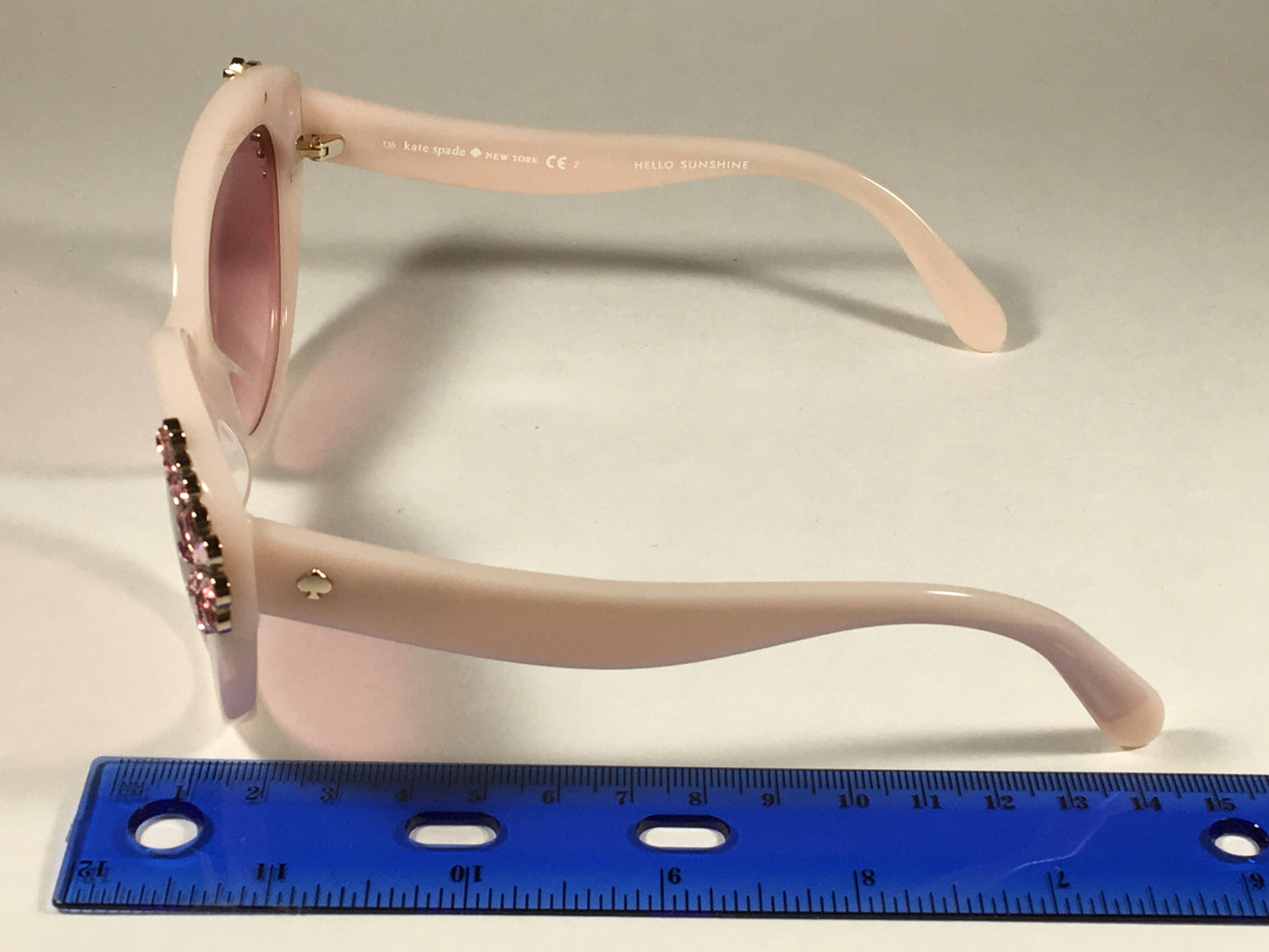 Kate Spade Karyna/s 061O N2 Cat Eye Sunglasses Opal Pink Embedded Crystals Gradient Lens - Sunglasses