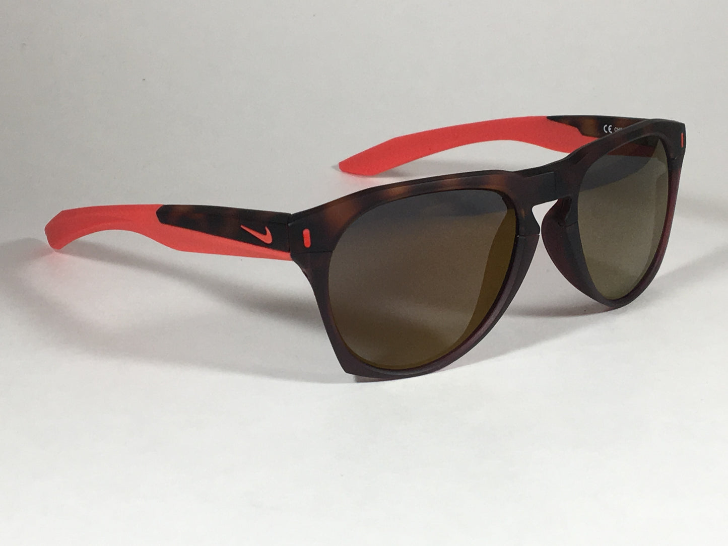 Nike Essential Navigator Sunglasses R Ev1020 Tortoise Red Frame Amber Rounded Lens - Sunglasses