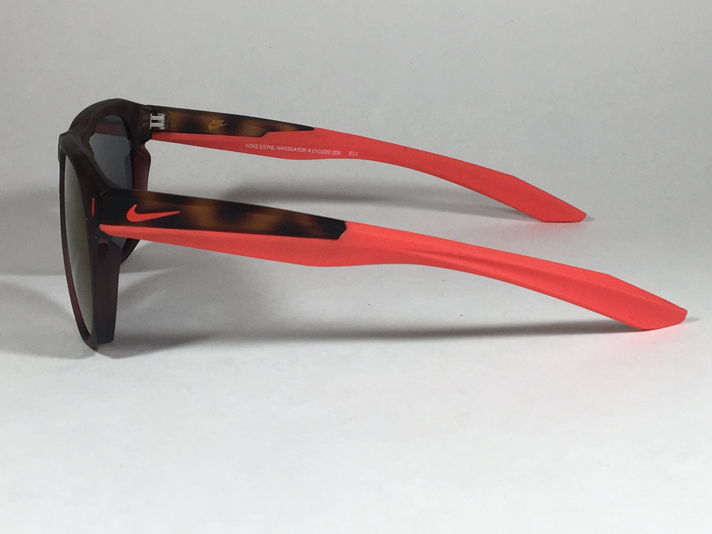 Nike Essential Navigator Sunglasses R Ev1020 Tortoise Red Frame Amber Rounded Lens - Sunglasses