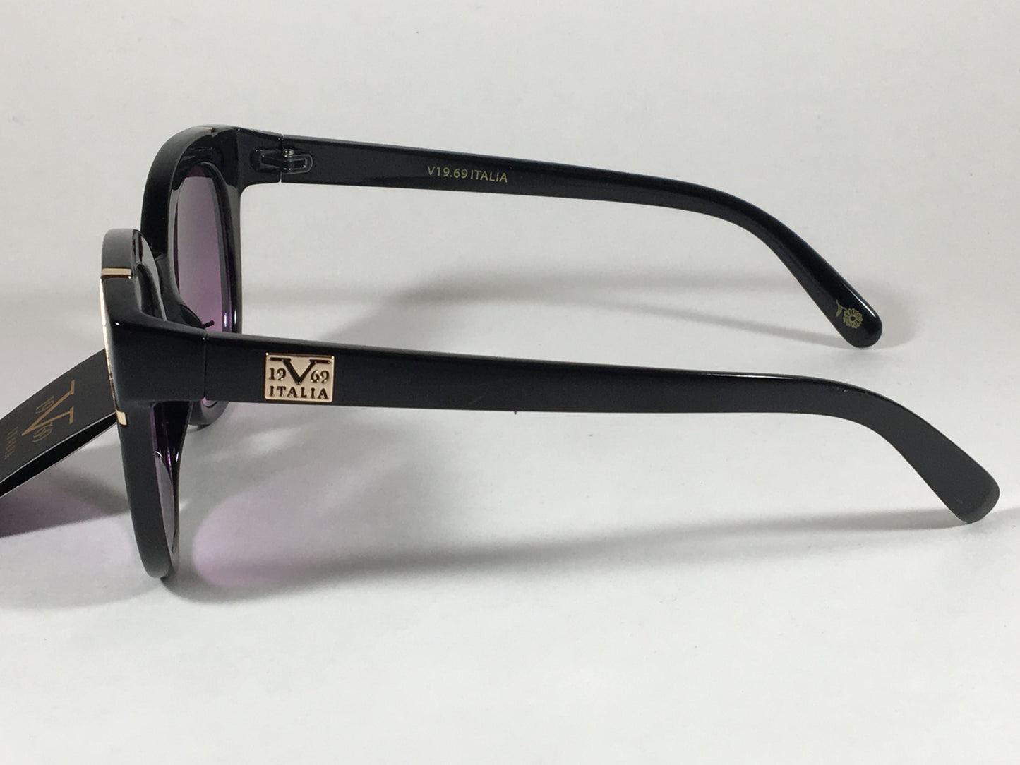 Versace 19V69 Italia Elena Cat Eye Sunglasses Black Gold Plastic Frame Purple Gradient Lens - Sunglasses