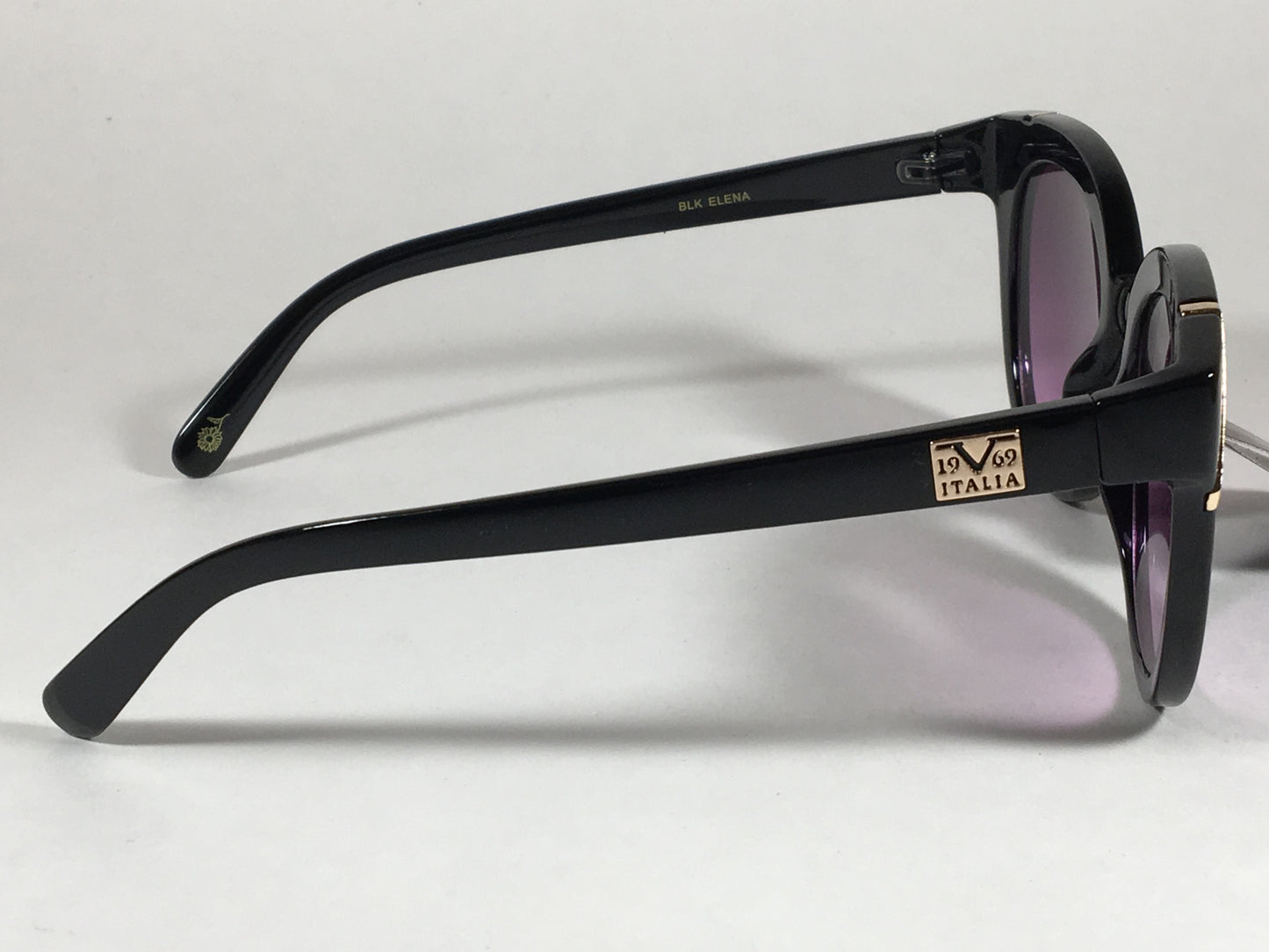 Versace 19V69 Italia Elena Cat Eye Sunglasses Black Gold Plastic Frame Purple Gradient Lens - Sunglasses