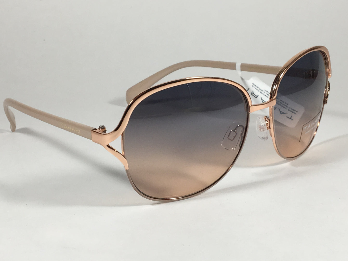 Tahari Butterfly Round Sunglasses Rose Gold Nude Blue Gradient Lens Th699 Ndrgd - Sunglasses