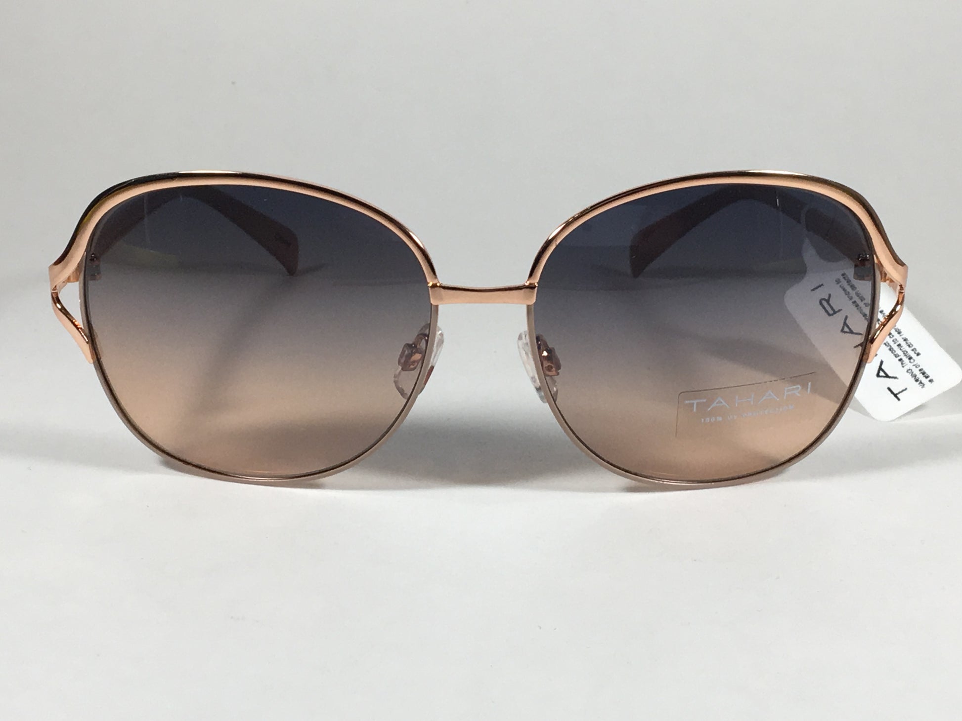 Tahari Butterfly Round Sunglasses Rose Gold Nude Blue Gradient Lens Th699 Ndrgd - Sunglasses