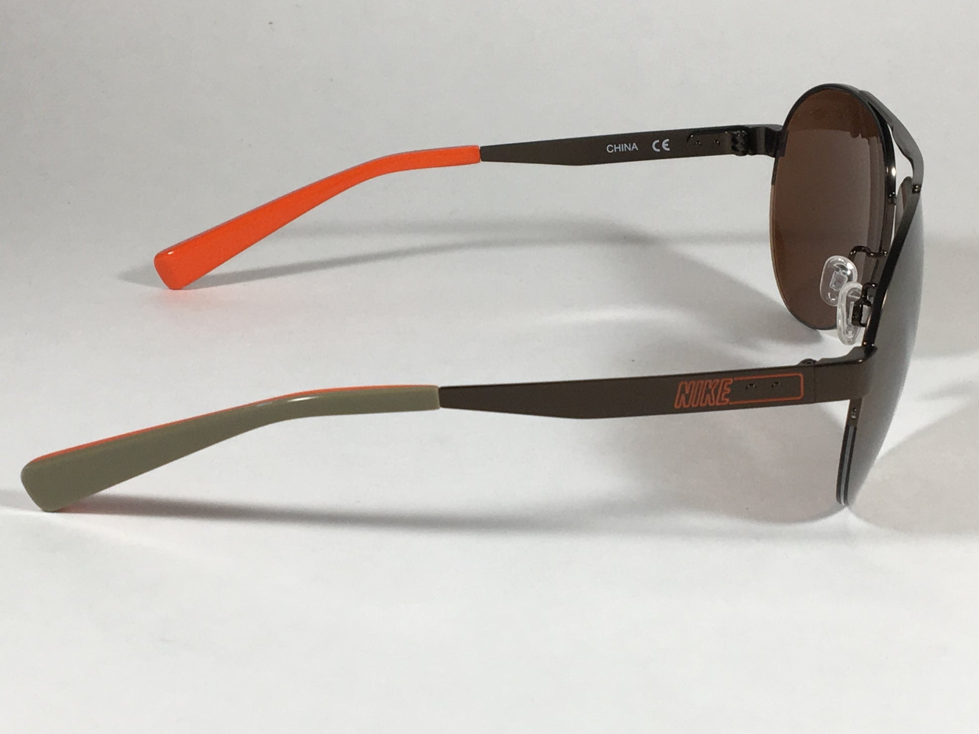 Nike Vintage 84 Aviator Pilot Sunglasses Ev0636 203 501 Brown Mirror Lens Gray Orange - Sunglasses