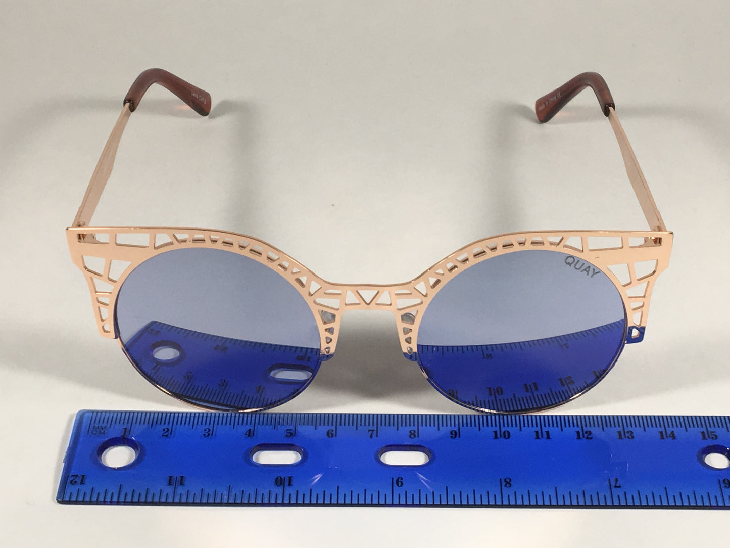 Quay Australia Fleur Sunglasses Round Cat Eye Rose Gold Metal Frame Lilac Mirror Lens Qw000030 Rose/lil - Sunglasses