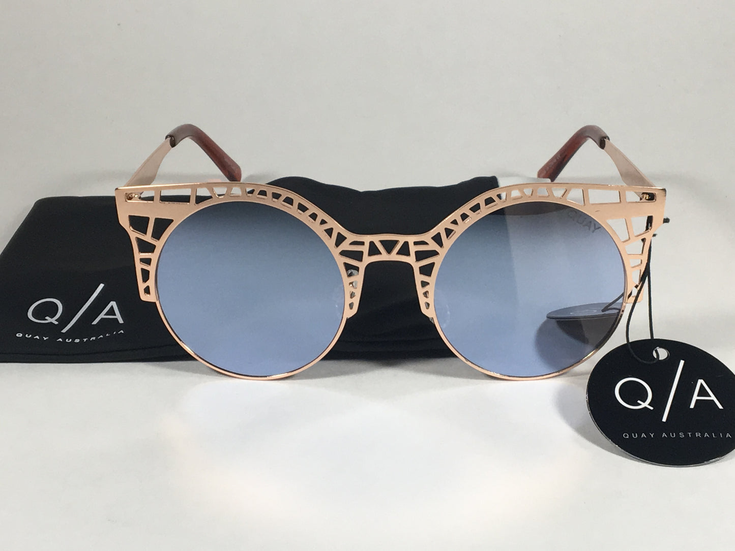 Quay Australia Fleur Sunglasses Round Cat Eye Rose Gold Metal Frame Lilac Mirror Lens Qw000030 Rose/lil - Sunglasses