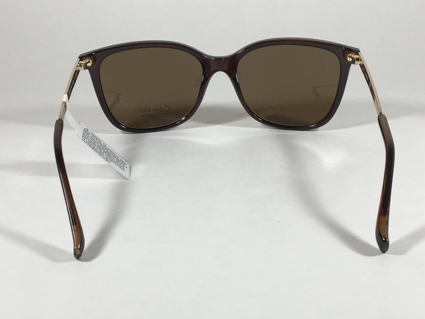 Calvin Klein R713S 210 Rectangle Navigator Sunglasses Brown Gold Frame Brown Lens - Sunglasses