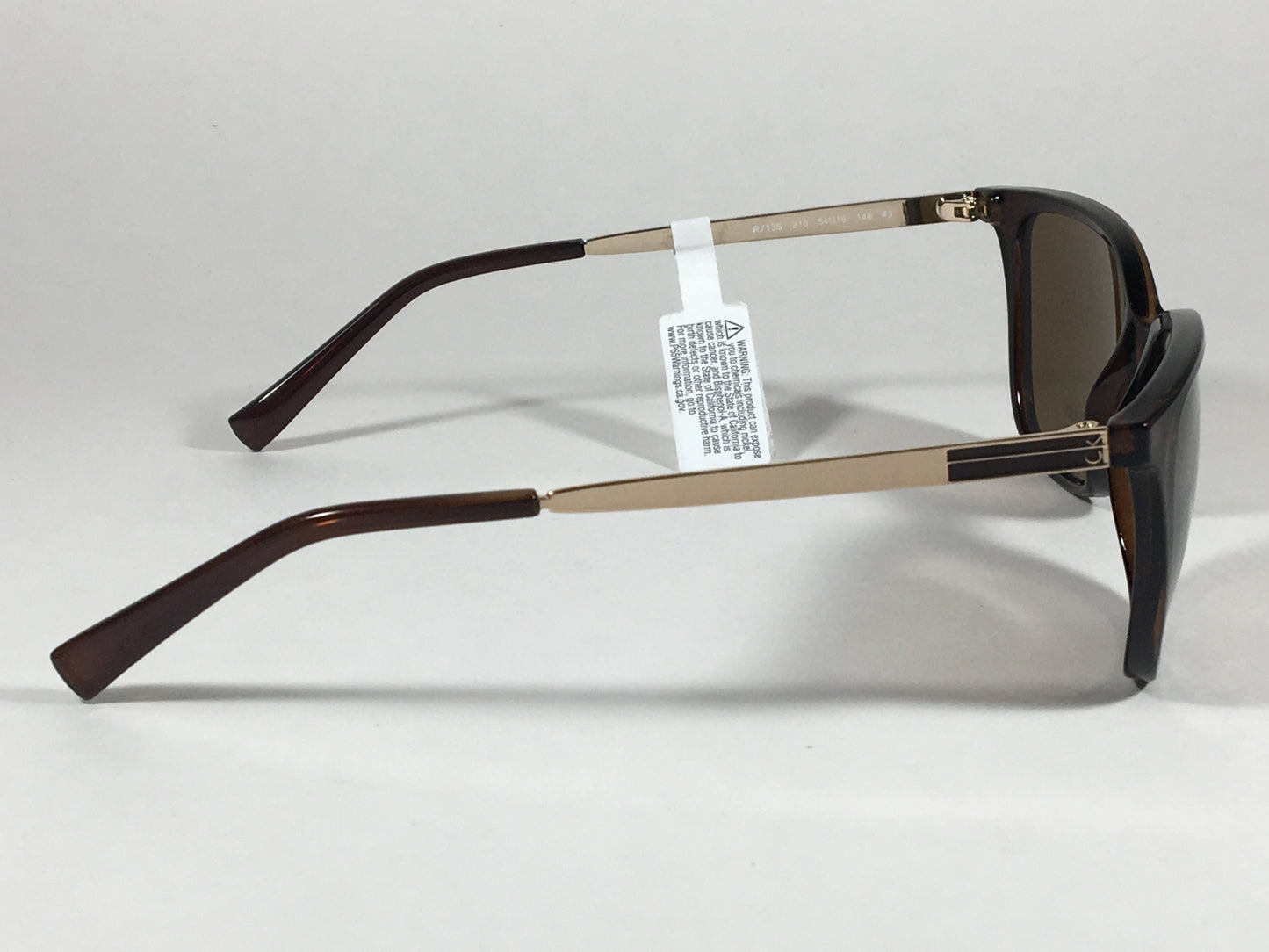 Calvin Klein R713S 210 Rectangle Navigator Sunglasses Brown Gold Frame Brown Lens - Sunglasses