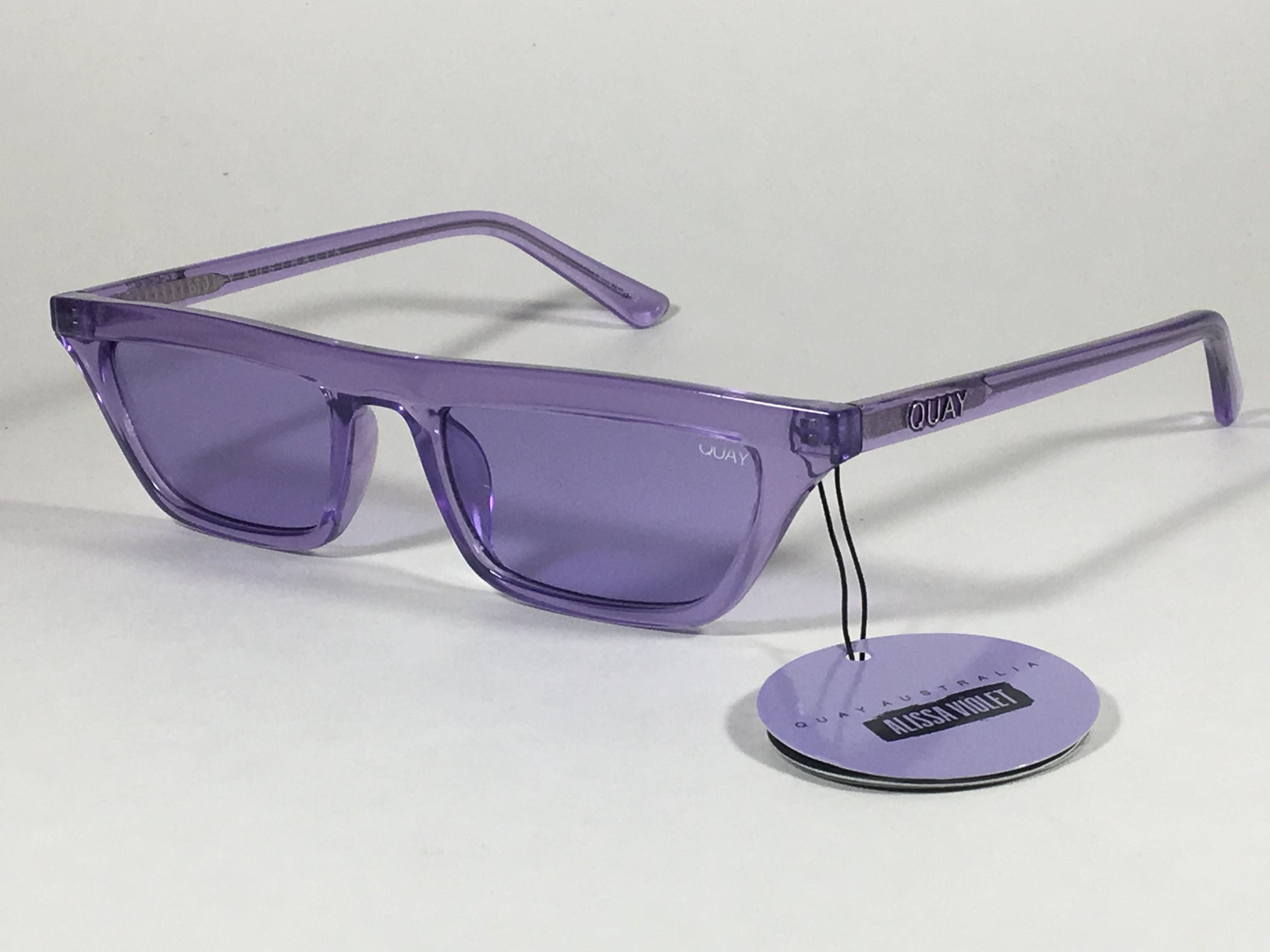 Quay Qw000383 Viol/viol Finesse Sunglasses Alyssa Violet Small Square Purple Clear Frame And Lens - Sunglasses