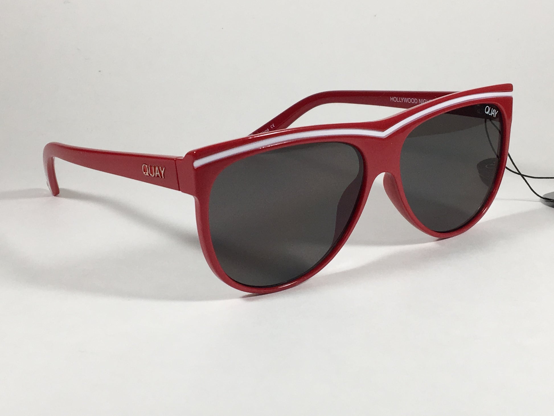 Quay Hollywood Nights Shield Sunglasses Red Plastic Frame Gray Smoke Lens Qw000223 Red Smk - Sunglasses