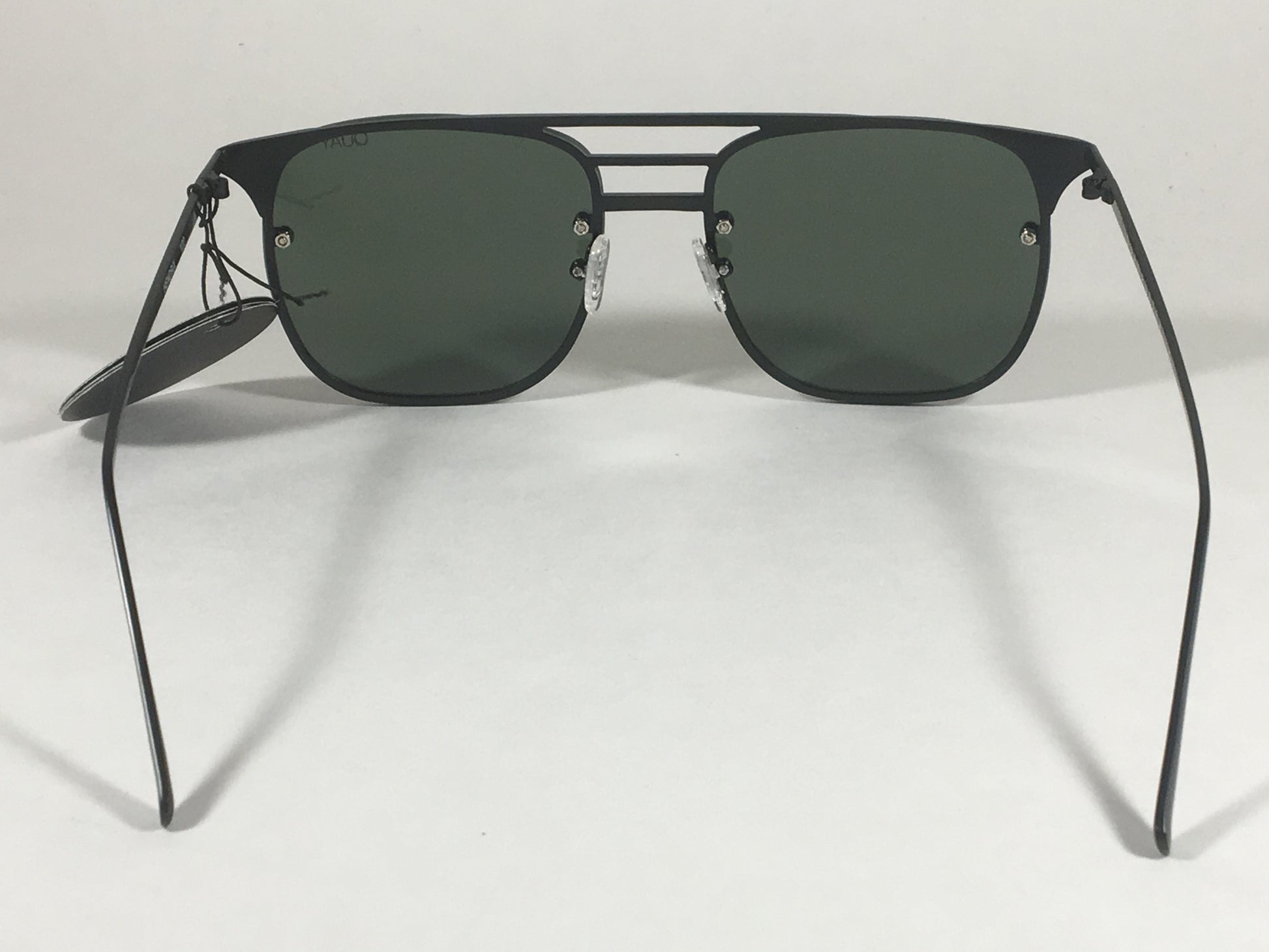 Quay Australia Hendrix Sunglasses Retro Brow Bar Matte Black Metal Green Gray Solid Lens Qm000188 Blk/grn - Sunglasses