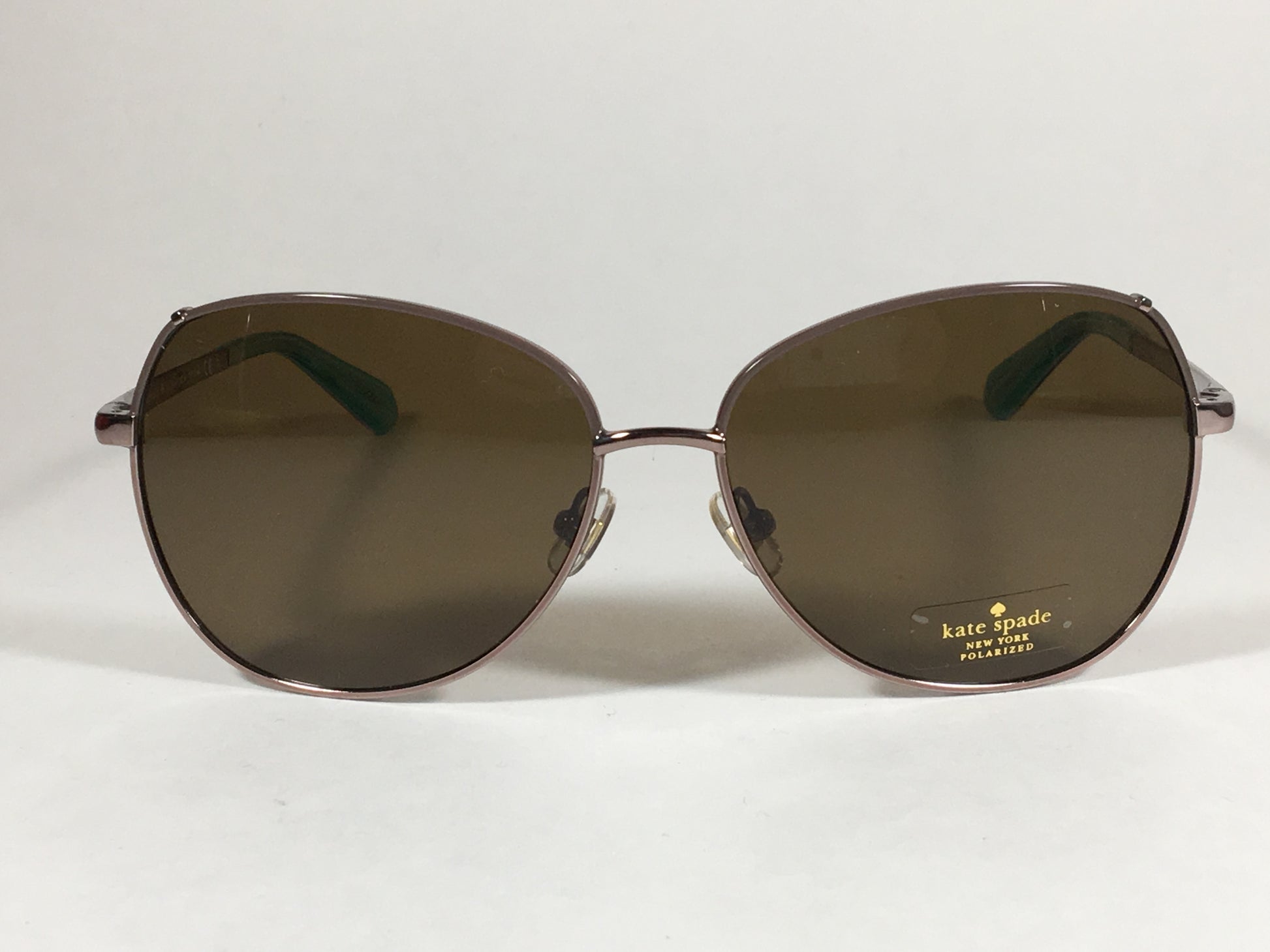 Kate Spade Polarized Candida Wedge Pilot Sunglasses Silver Aqua Aviator Brown Lens - Sunglasses