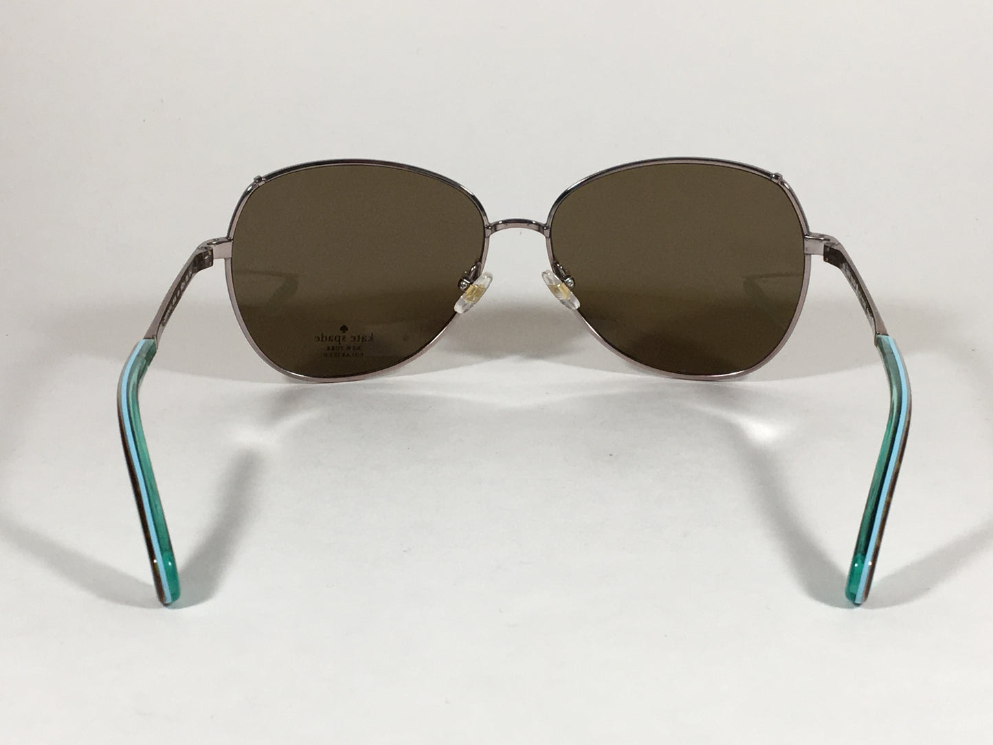 Kate Spade Polarized Candida Wedge Pilot Sunglasses Silver Aqua Aviator Brown Lens - Sunglasses