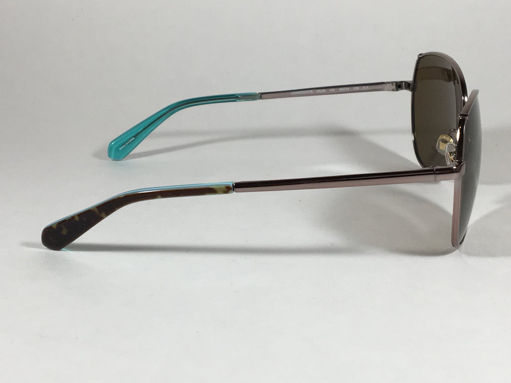 Kate Spade Polarized Candida Wedge Pilot Sunglasses Silver Aqua Aviator Brown Lens - Sunglasses