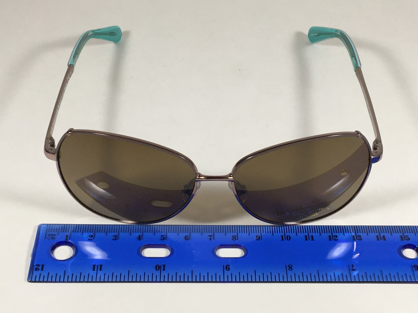 Kate Spade Polarized Candida Wedge Pilot Sunglasses Silver Aqua Aviator Brown Lens - Sunglasses