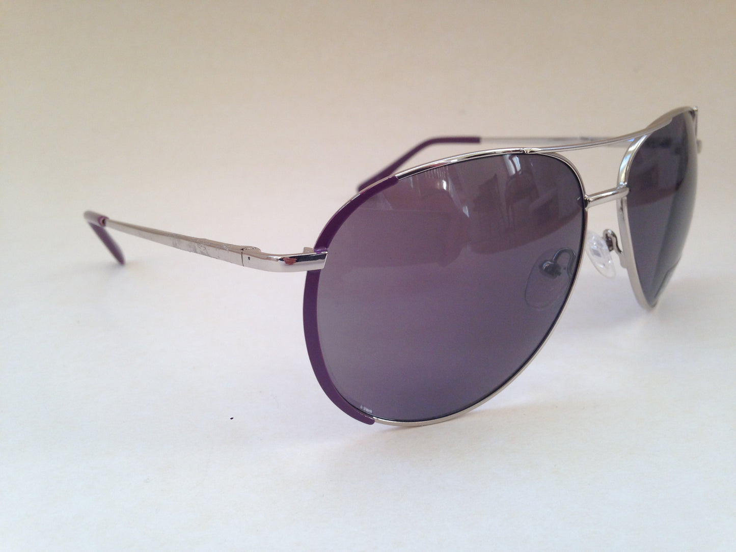 Guess Womens Aviator Sunglasses Gf0267 10A Silver Metal Frame Purple Gray Lens New - Sunglasses