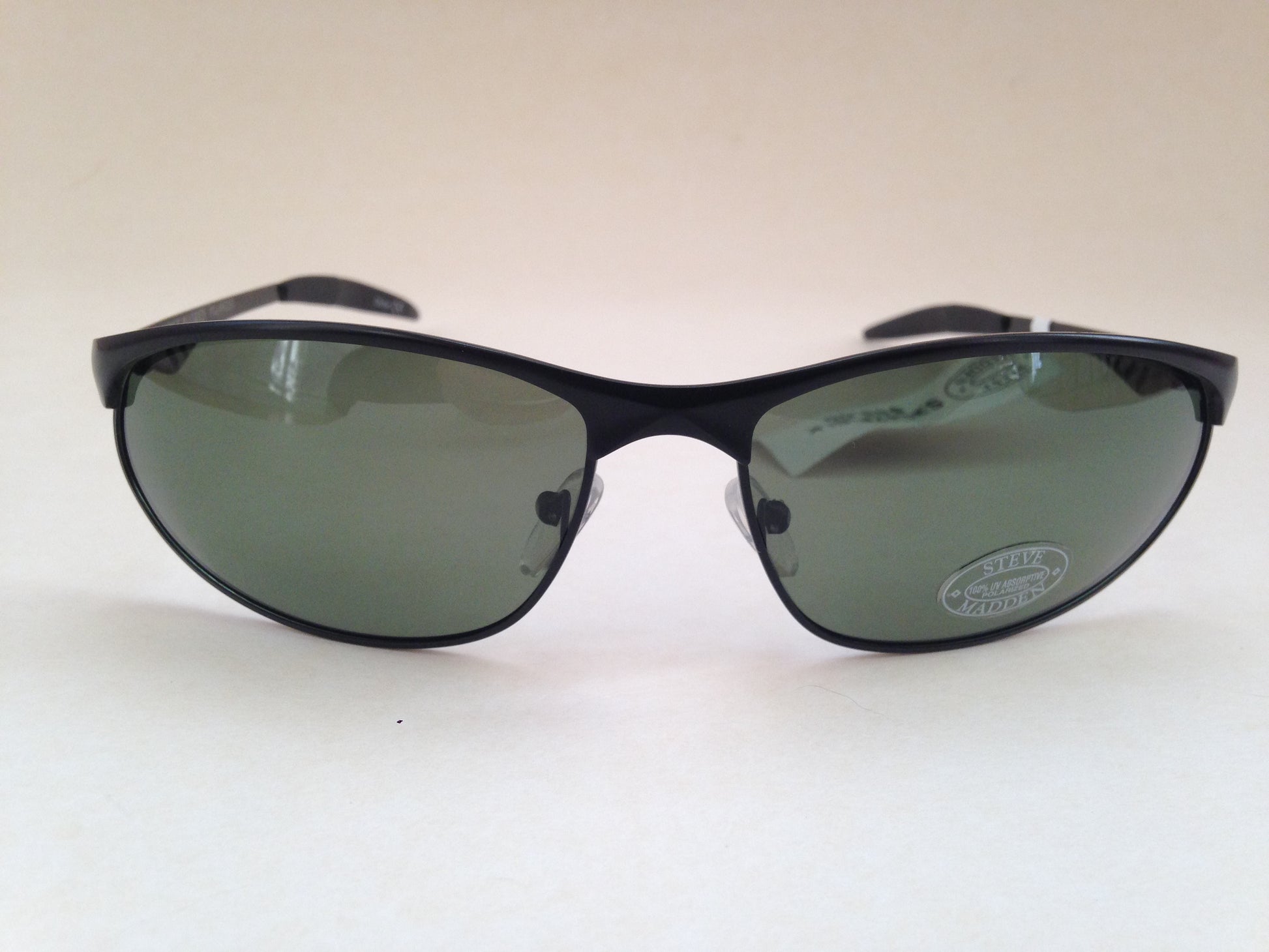 Steve Madden Sunglasses Polarized Sport Black Metal Frame Green Lens S3047P Blk - Sunglasses